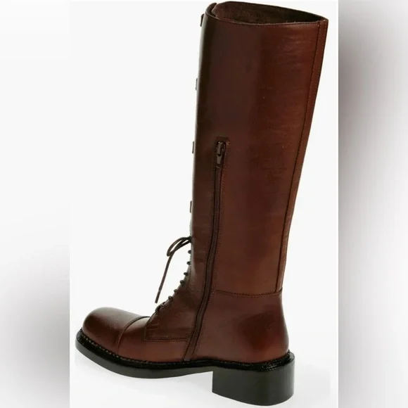 Jeffrey Campbell Moss Boot Brown Knee-High Distressed Leather Size 8 NWT